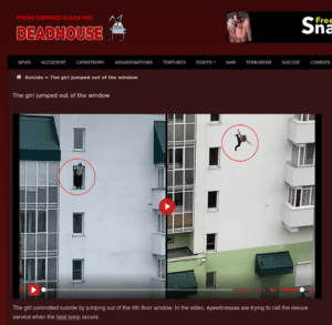 site deadhouse montrant la chute d'une fille de 13 ans