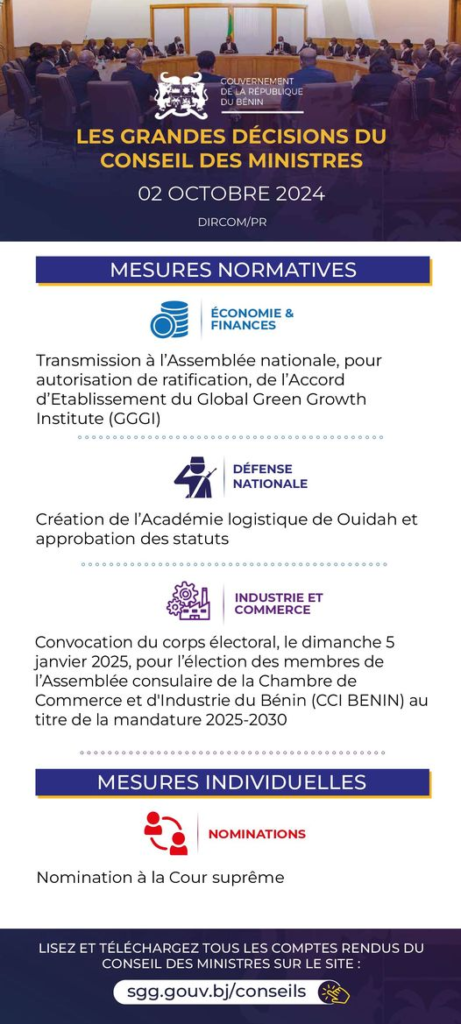 Éducation et santé : les réformes majeures du Conseil des ministres du 2 octobre au Bénin